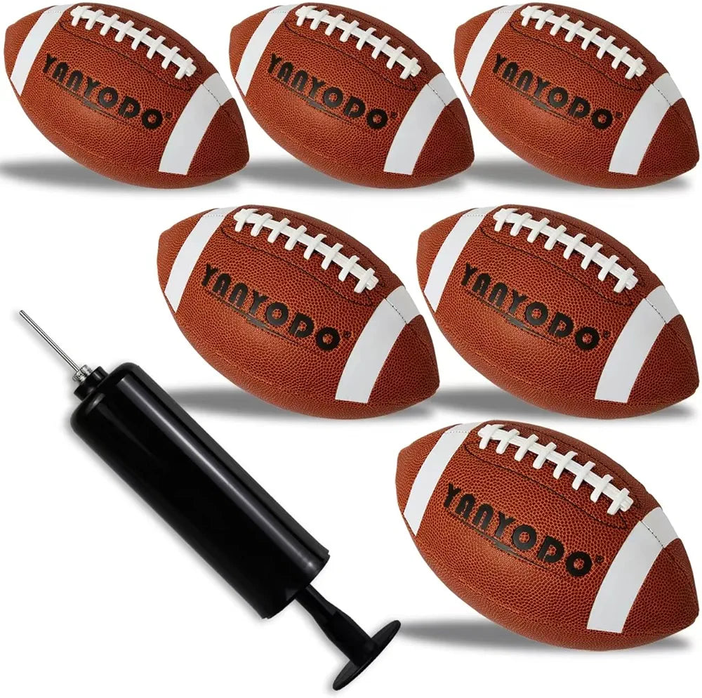 6 Pack Football Size 6/9 Official Sized Ball with Textured Grip for Youth High School&College