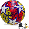 Professional Soccer Ball Size 5, Thermal Bonded Waterproof PU Match-Quality Training Ball with Pump
