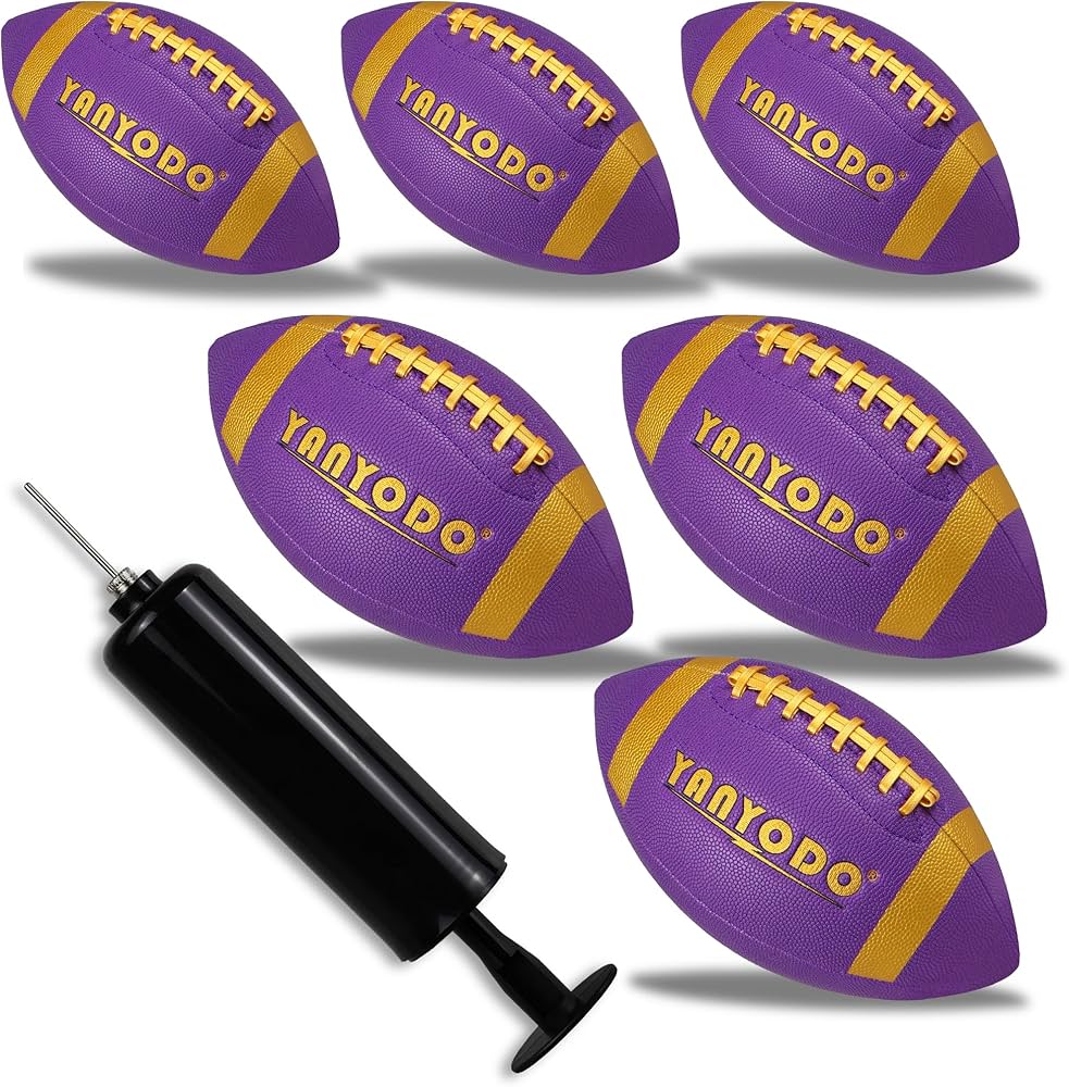 6 Pack Football Size 6/9 Official Sized Ball with Textured Grip for Youth High School&College
