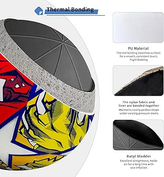 Professional Soccer Ball Size 5, Thermal Bonded Waterproof PU Match-Quality Training Ball with Pump