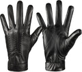 Winter Leather Gloves for Men,Touchscreen Snow Driving Gloves with Cashmere Lining for Motorcycle Driving Riding…